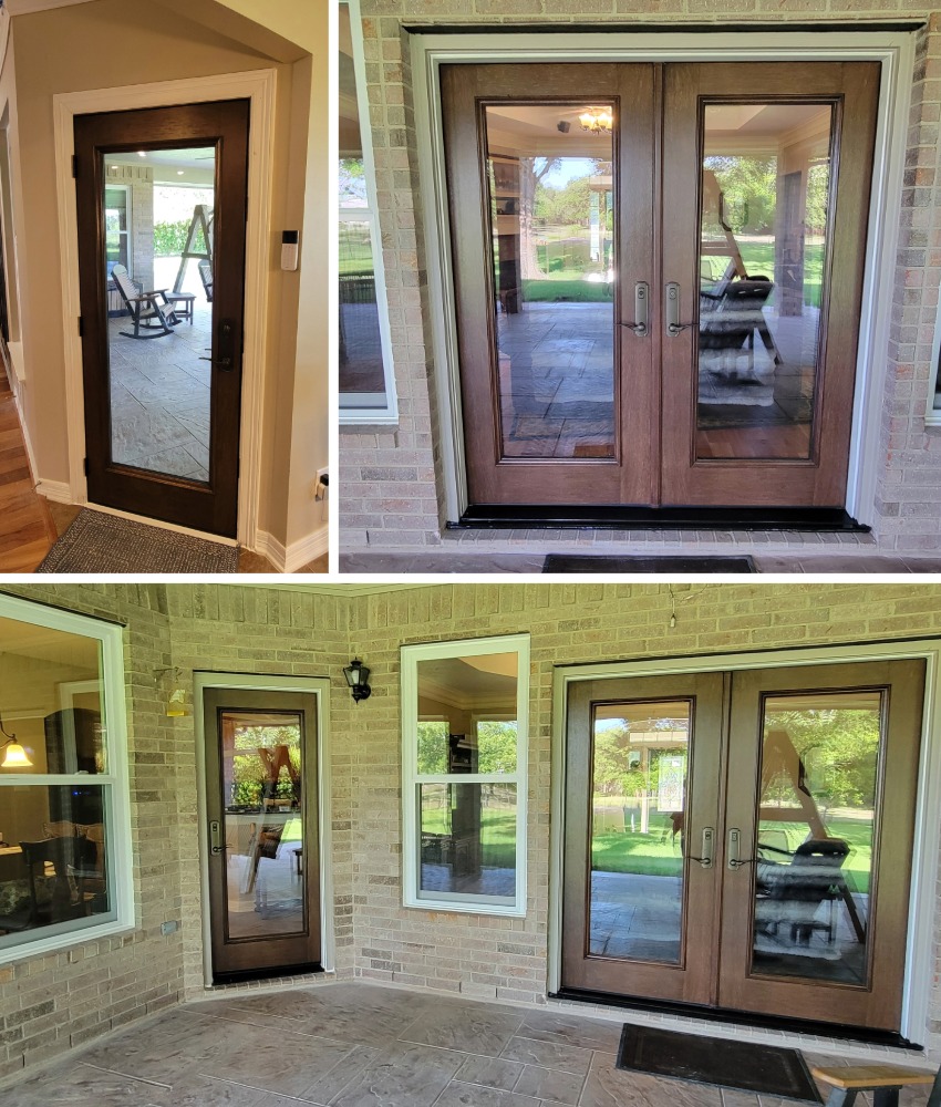 Alvin, TX replacement ProVia fiberglass doors on a back patio