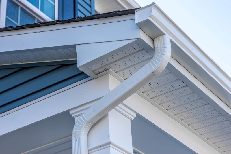 White downspot on the corner of a Texas home