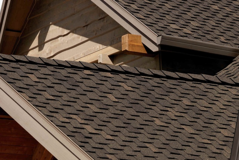 close up image of owens corning chestnut roof