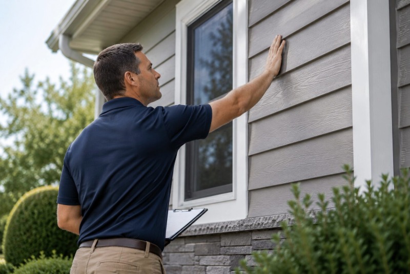 consultant inspecting siding