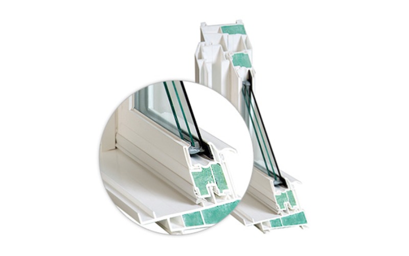 Cutaway view of a foam filled window frame