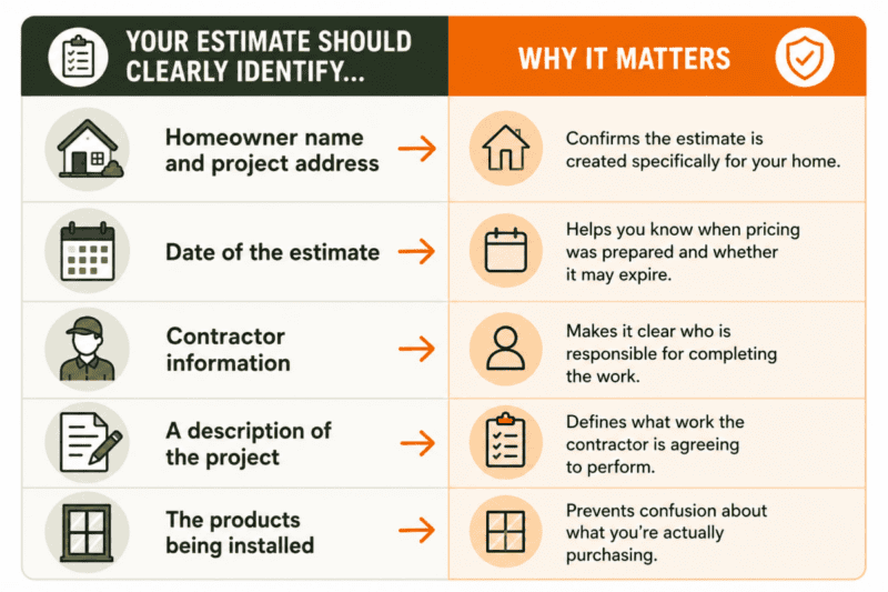 Infographic on what your estimate should identify and why