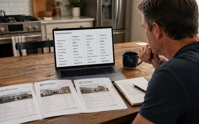 Man comparing home improvement proposals using chatgpt