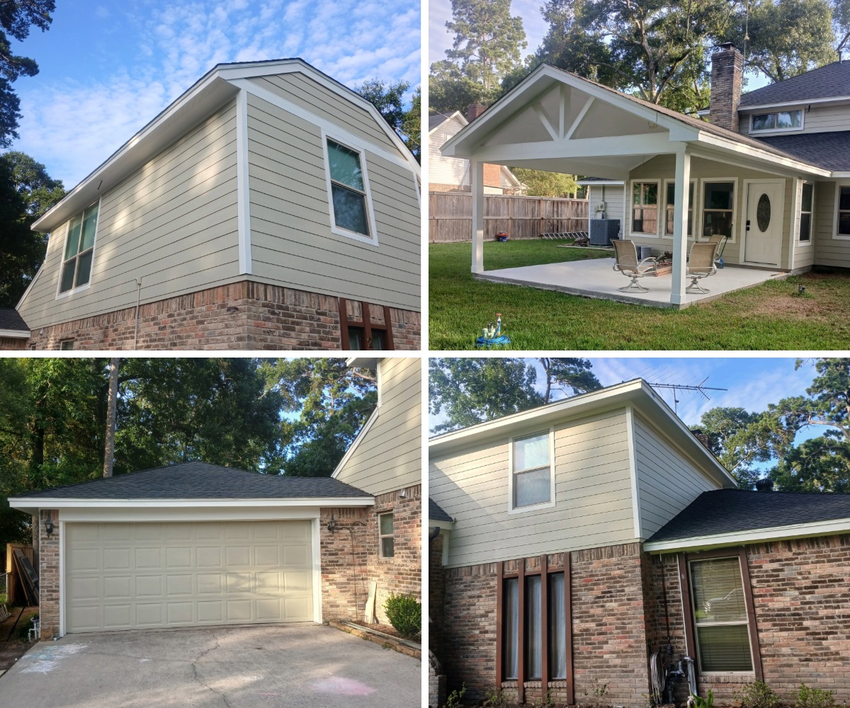 James Hardie® Plank lap siding, white replacement windows, and new soffit and fascia installed by Allied Exteriors on a home in Round Rock, Texas.